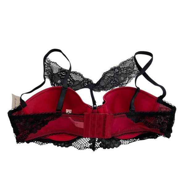 Fredricks of Hollywood Red and Black Lace Bra Medium - Picture 2 of 4